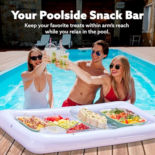 JOYIN 3-Pack Inflatable Serving Bars Cooler - Inflatable Cooler Ice Buffet Salad Serving Trays with Drain Plug, Food Drink...