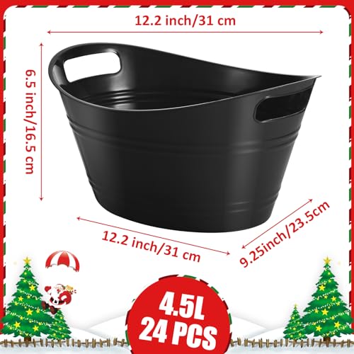 Norme 24 Pcs Oval Storage Tub with Handles 4.5L Plastic Ice Bucket, Wine, Beer, Champagne Drink Cooler for Parties, Bevera...