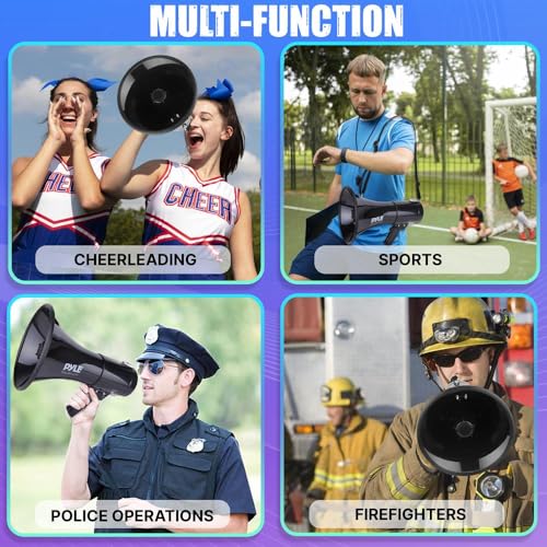 PYLE-PRO 50W Megaphone Speaker PA Bullhorn, Black Aux Input, Adjustable Volume, Siren, 35mm Aux Input, Ideal for Sports Ev...