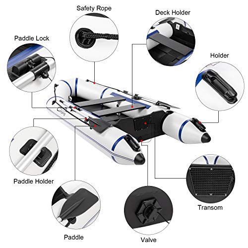 Assault Boat with Paddles, Pedal Pumps, Repair Kits, Carrying Bags(120" W×50.4" H)