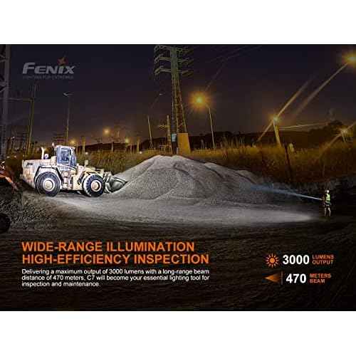 Fenix C7 3000 Lumens Magnetic Base, USB Rechargeable Flashlight with Edisonbright Battery Carrying case