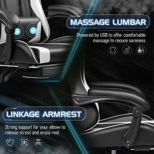 Homall Gaming Chair, Video Game Chair with Footrest and Massage Lumbar Support, Ergonomic Computer Chair Height Adjustable...