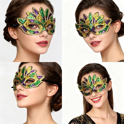 3PCS Mardi Gras Mask for Women Masquerade Venetian Carnival Mask for Party Decorations