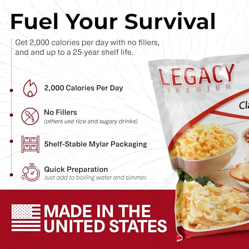 Legacy Food Storage 60 Serving Emergency Food Supply Bucket, 12 Entrees, 23,400 Total Calories, Shelf Stable Lunch & Dinne...