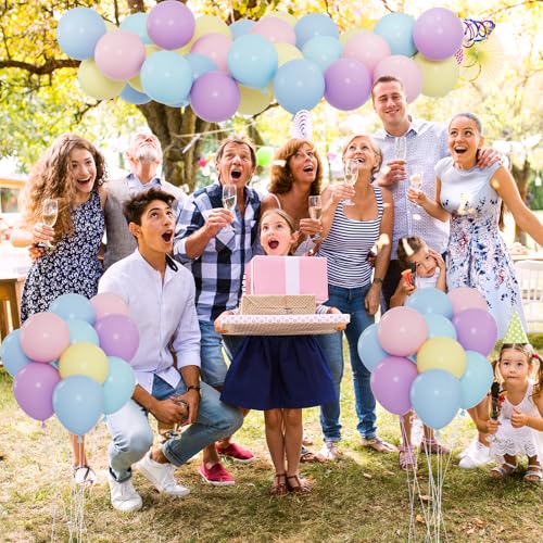 60pcs Pastel Balloons, 12inch Helium Rainbow Macaron Balloons (Pink, Teal, Blue, Purple, Yellow) for Daisy Baby Shower, Sp...