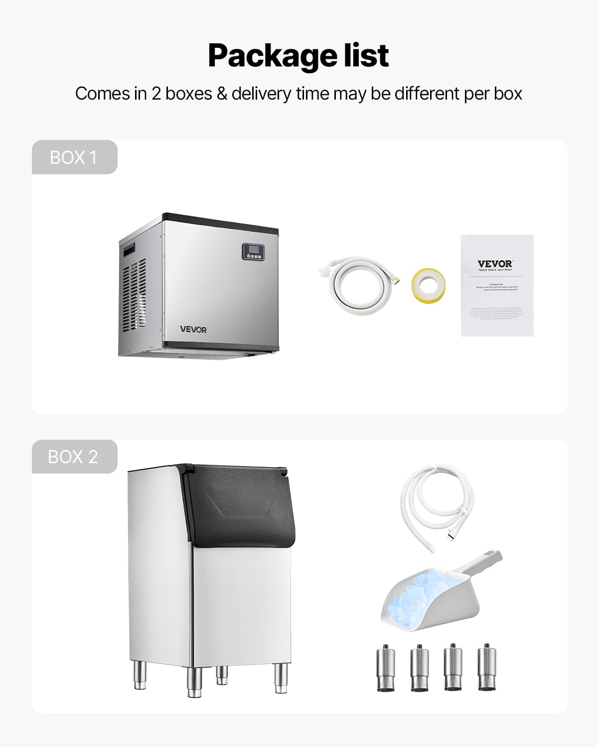 VEVOR Commercial Ice Maker Machine, 360LBS/24H Ice-Making Machine with 300LBS Large Storage Bin, Auto Self-Cleaning Ice Maker with Touchscreen for Bar Cafe Restaurant Business Commercial