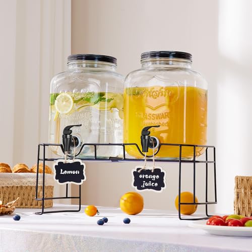 2 PCS 1.5 Gallon Drink dispenser For Parties, Beverage Dispenser With Stand, Large Water Drink Dispensers With Spigot for ...