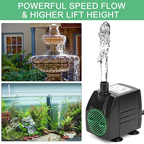 BARST Submersible Water Pump,Ultra Quiet 160GPH Aquarium Pump Adjustable Fountain Pump with 3 Nozzles and 6ft Power Cord f...