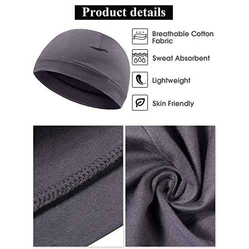 Syhood 6 Pieces Men Skull Caps Cotton Beanies Sleep Hats Multifunctional Helmet Liner Cap for Men and Women