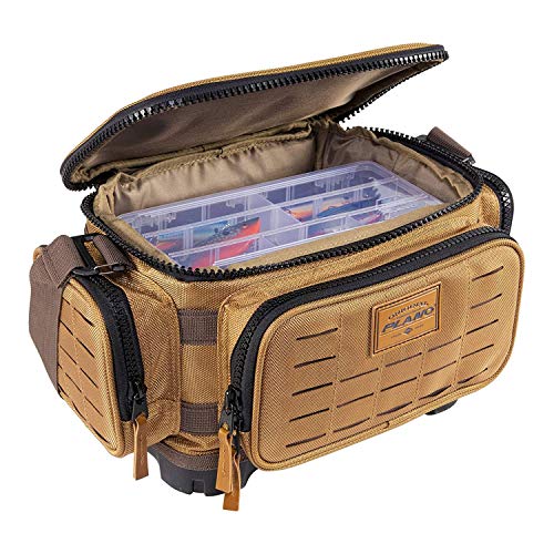 Plano Guide Series Tackle Bag | Premium Tackle Storage with No Slip Base and Included stows, Khaki with Brown and Black Trim