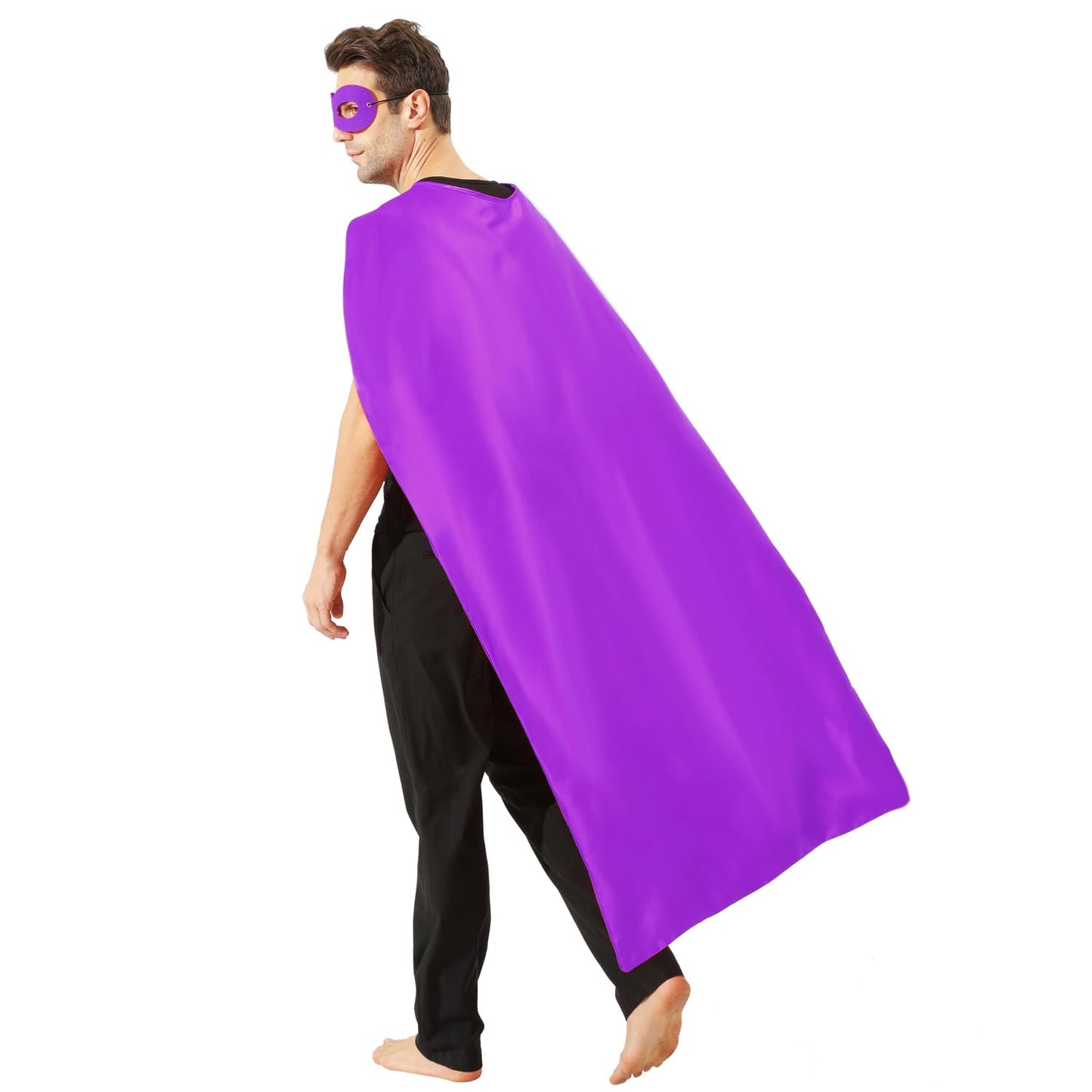Kidsfere Adults Superhero Cape and Mask for Man Woman Halloween Vampire Cape Costume (PURPLE)