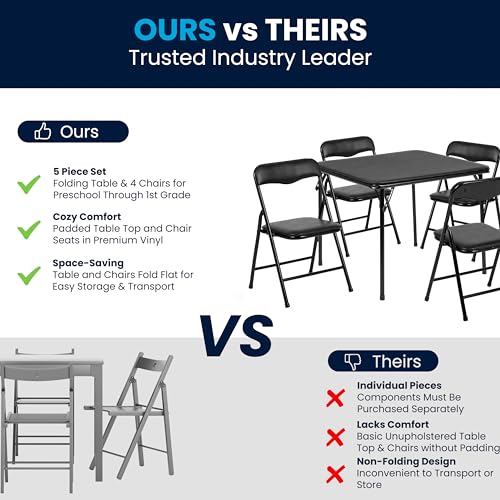 Flash Furniture Mindy Kids 5-Piece Folding Table and Chairs Set for Daycare and Classrooms, Children's Activity Table and ...