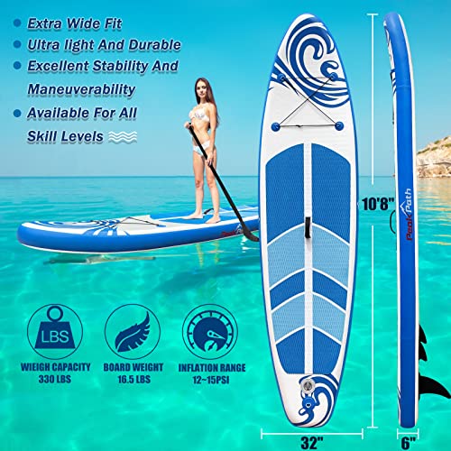 Peakpath Inflatable Stand Up Paddle Board (6’’ Thick) with Premium SUP Accessories&Bag,Bottom Fin for Paddling,Surf Contro...