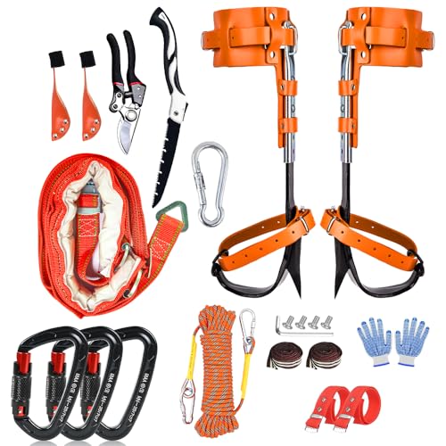 Auckyeer Tree Climbing Gear, Tree Climbing Spikes, with Adjustable Climbing Straps, Tree Climbing Spikes for Tree Work