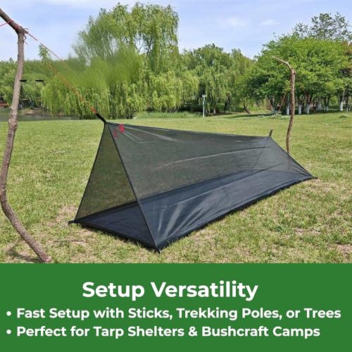 Ultralight 1-Person Bug Bivy Tent – No-See-Um Mesh Shelter with Waterproof Floor for Backpacking, Camping, Bushcraft, Surv...