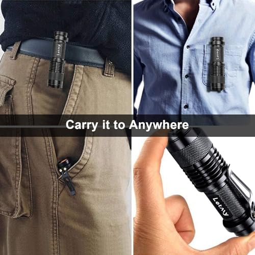 LETMY Tactical Flashlight, Super Bright LED Mini Flashlights with Belt Clip, Zoomable, 3 Modes, Waterproof - Best EDC Flas...