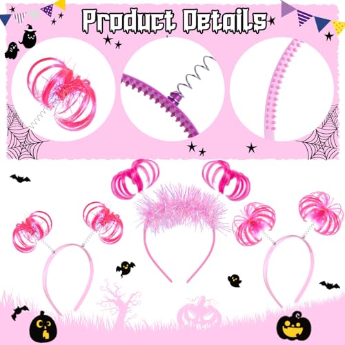 Censen 24 Pcs Pom Pom Headband Tinsel Wrapped Ponytail Head Bopper Costume Headwear Halloween Party Accessory