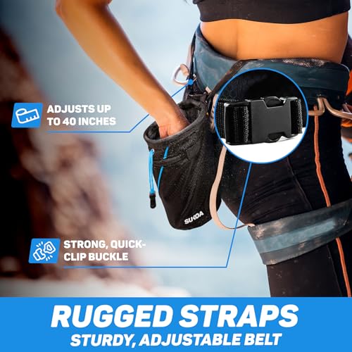 Chalk Bag for Rock Climbing - Rock Climbing Gifts Gear Accessories - Quick-Clip Belt, Large Zippered Pockets & Brush Holde...