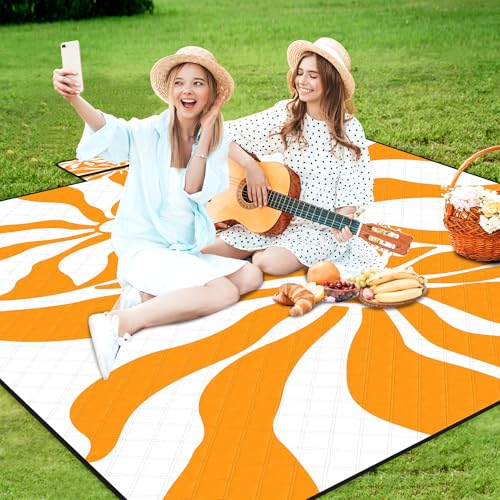Picnic Blankets Waterproof Sandproof,79''*79'' Large Washable Soft and Comfortable Outdoor Beach Blanket, Foldable Portabl...