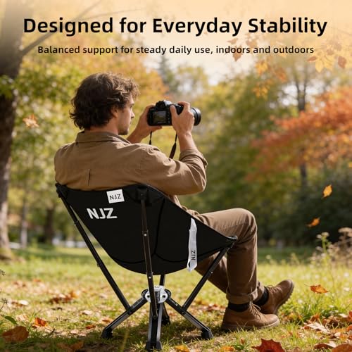 NJZ Folding Outdoor Chair — Easy Outdoor Comfort, Simple One-Piece Design, Stable Aluminum Frame, Relaxed Seating for Back...