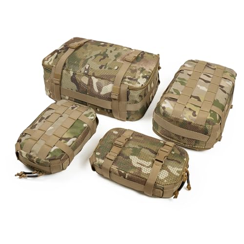 CASONMMAX 4 Set Tactical Packing Cubes ，Compressible Mesh Duffle Storage Bag,Portable Edc Molle Pouch Organizer.