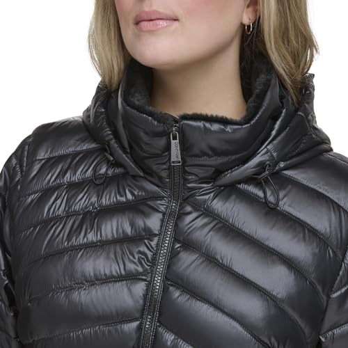 Calvin Klein Women's Performance Outerwear,Metallic Black,1X