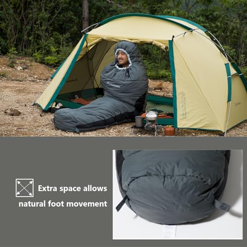 BISINNA Mummy Sleeping Bag for Adults 14-41℉ Cold Weather 3-4 Season Camping Sleeping Bags with Compression Sack for Backp...