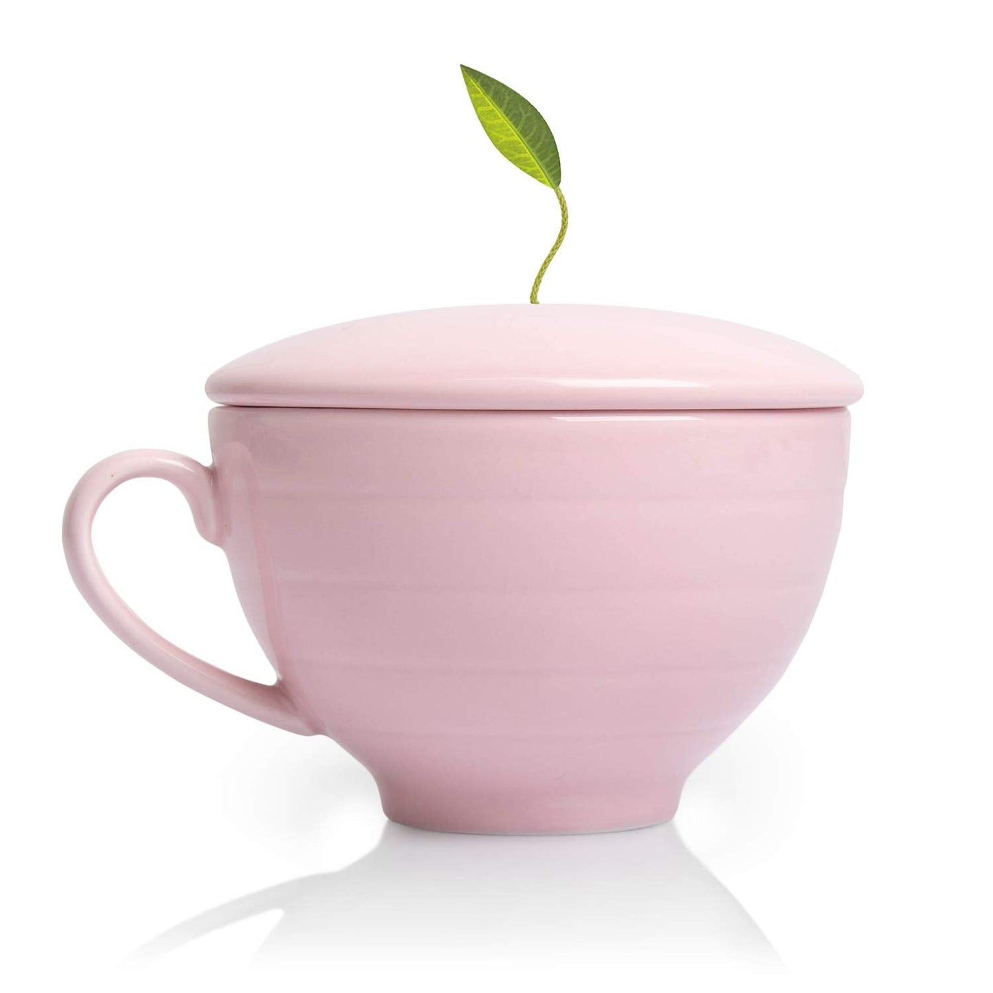 Tea Forte Jardin 3-Piece Premium Tea Gift Set with Rose Pink Cafe Cup with Lid, Tea Tray and 10 Assorted 2 of Each Variety Organic Handcrafted Pyramid Infuser Tea Bags