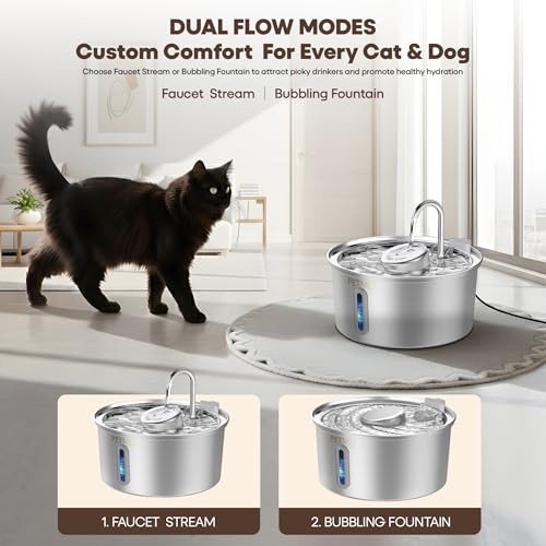 Luxury Smart Pet Fountain 2026 – 3.2L/108oz Stainless Steel Automatic Cat & Dog Water Fountain, Indoor Pet Water Dispenser...