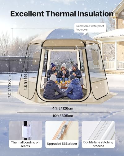VEVOR Pop up Sports Tent, 8 Sizes Optional Clear Bubble Tent for 1-6 Person, Waterproof Outdoor Pod with Floor Mat & Top C...