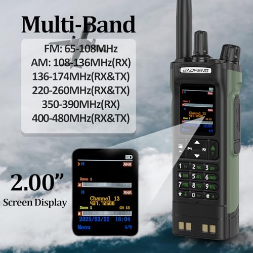 2 Pack BAOFENG DM-32 DMR Radio 10W High Power DM32 Handheld Radio GPS/APRS Two Way Raido USB-C Charging Multi-Band FM/AM W...