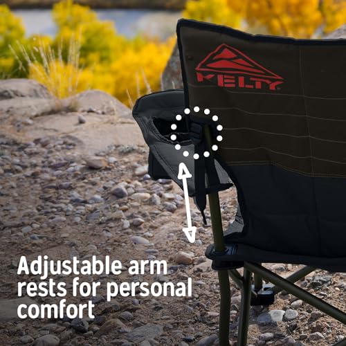Kelty Deluxe Lounge Chair – Folding Outdoor Camp Chair, Insulated Cupholders, Customized Recline, Steel Frame, Padded Roll...