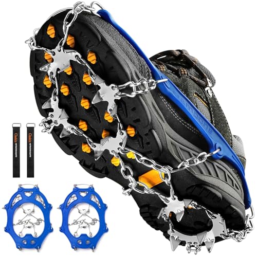 Crampons Ice Cleats Traction Snow Grips for Boots Shoes Women Men Anti Slip 19 Stainless Steel Spikes Safe Protect for Hik...