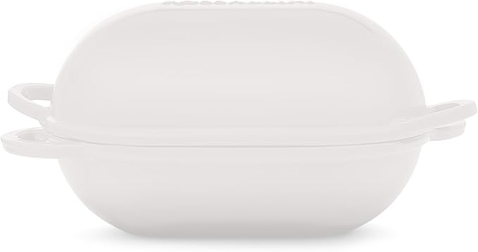 Signature Enameled Cast Iron Sourdough Bread Oven | Non-Stick with Tight Fitting Lid for Perfect Baking and Bread Making | 2QT Oval Oven With Lid [White]