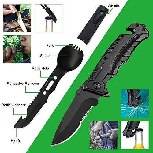 Gifts for Men Husband Dad Friend, Emergency Survival Kit 16 in 1, Upgrade Compact Survival Gear, Cool EDC Survival Tool fo...