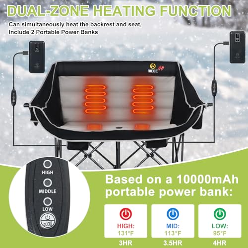 Nice C Heated Camping Chair with Battery, Outdoor Heated Folding Chairs, Double Padded Camping Chair for Adults, Camping C...