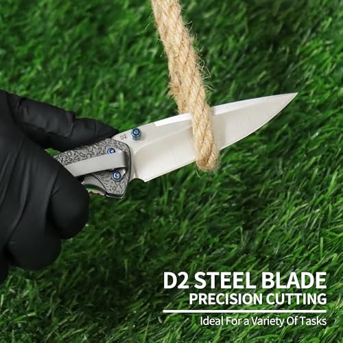 ALBATROSS D2 Steel Folding Pocket Knife with Liner Lock - Premium EDC Tactical Knife for Camping, Hunting and Outdoor Adve...