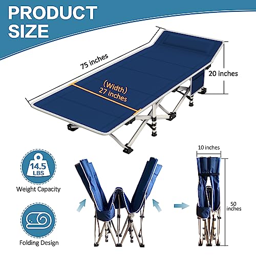 NESDCC Camping Cot with Comfortable Mattress Cots for Sleeping Bed Adults Premium Fabric Camping Bed Easy Setup Folding Co...