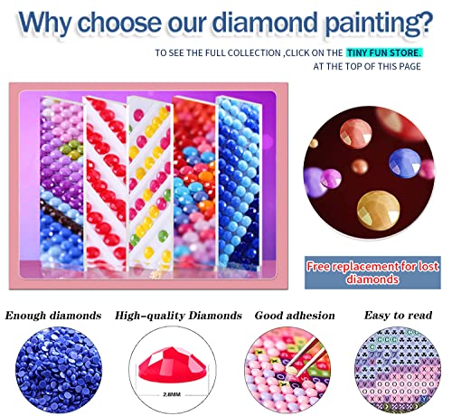 TINY FUN 12 Pack Diamond Painting Kits for Adults 5D Diamond Art Kit Paint by Number for Beginners, DIY Paint with Round F...
