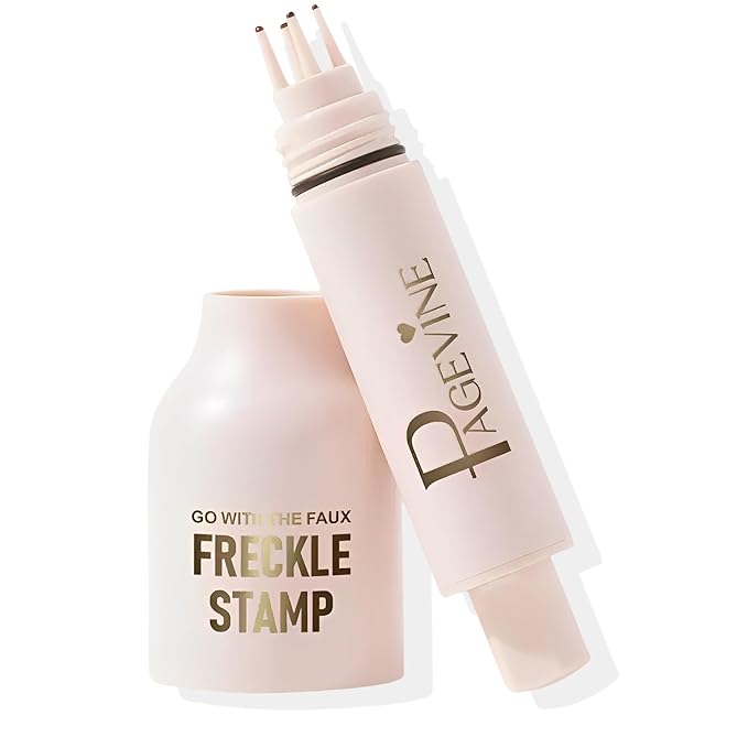 Freckle Stamp Pen,Fake Freckles Stain Marker Pencil Tool for Natural and Lifelike Sunkissed Face Freckle Makeup for Waterproof and Long-Lasting,Quick Dry 5-Point Faux Freckle Stamp Cushion, 01 Light