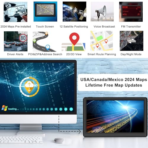 GPS Navigator for Car with 2025 US/CA/MX Offline Maps Free Update, 7 Inch Car GPS Navigation System for Vehicles RV Semi T...