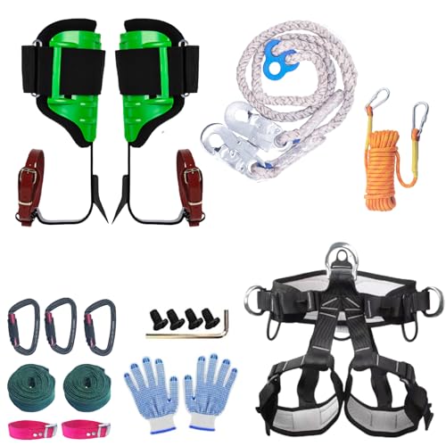 Lydnvjx Tree Climbing Gear, Tree Climbing Spikes， with Adjustable Climbing Straps and Steel Core Flip Line Arborist Equipm...