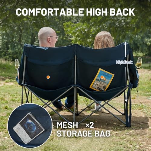 Timber Ridge Double Camping Chair, Heavy Duty Outdoor Folding Camp Couch, Loveseat Camping Chairs Perfect for Campsites, P...