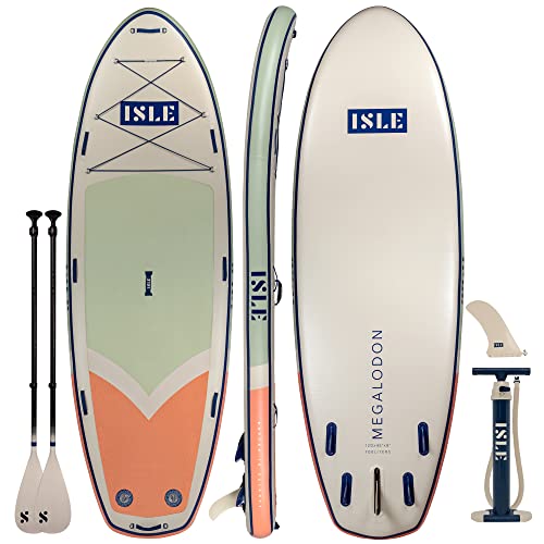 ISLE Megalodon Inflatable Stand Up Paddle Board & iSUP Bundle Accessory Pack - Up to 1,050 lbs Capacity — Durable, Lightwe...