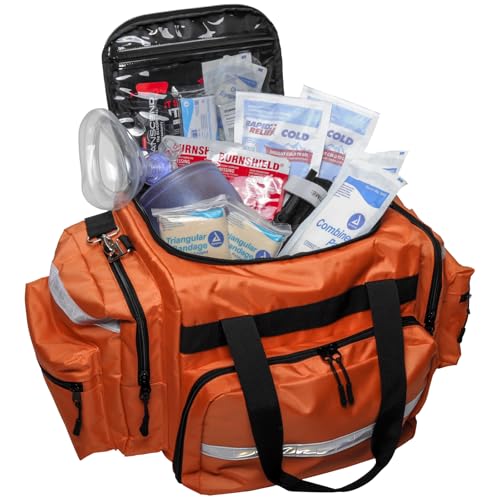 MFASCO Deluxe First Responder Medical Bag - Over 200 Emergency First Aid Supplies, Easy to Carry, Restock & Refill, Includ...
