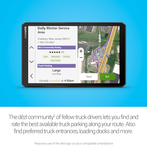 Garmin dēzl™ OTR820, Large High-Res 8” GPS Truck Navigator, Custom Routing, Satellite Imagery, Wind Speed, Community-Share...