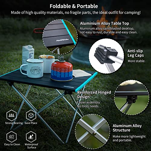 Naturehike FT08 Portable Camping Table, Ultralight Aluminum Folding Beach Table with Carry Bag for Outdoor Cooking, Picni...