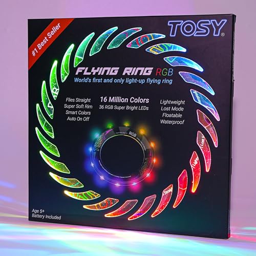 TOSY Flying Ring - 36 RGB Multicolor or 12 Monocolor LEDs, Super Bright, Lost Mode, Auto Light Up, Christmas Stocking Stuf...