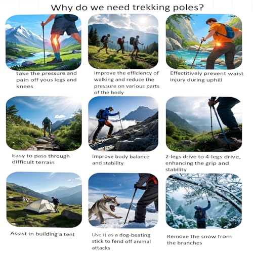 QIYUANCHUANG Trekking Pole as Selfie Stick for All Terrain-Hiking Poles for Women&Men, Lightweight Aircraft-Grade Aluminu...