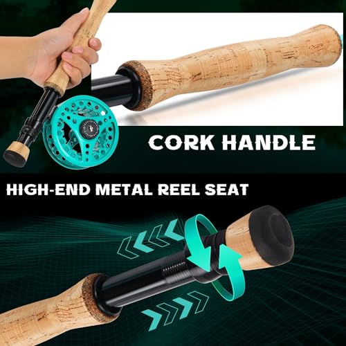 Sougayilang Fly Fishing Combo, 4 Piece Fly Rod and CNC Machined Aluminum Alloy Reel Complete Starter Package with Rod Bag